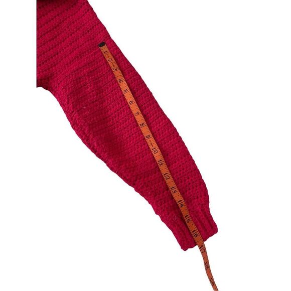 Handmade Crochet Knit Button Front Cardigan Sweater Hot Pink Heavyweight Winter - Picture 11 of 12